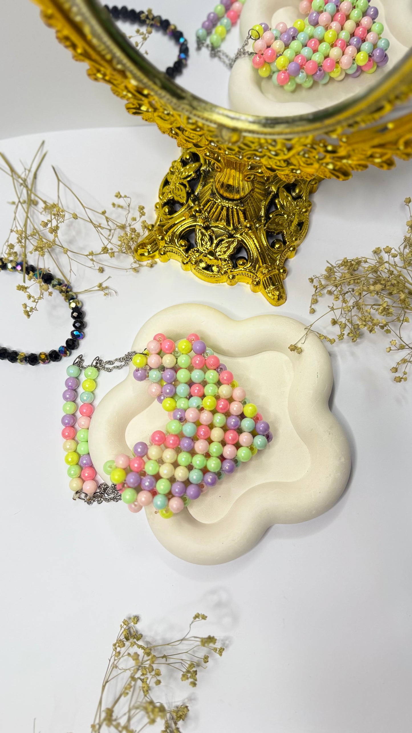 Heart shape beaded mini bag