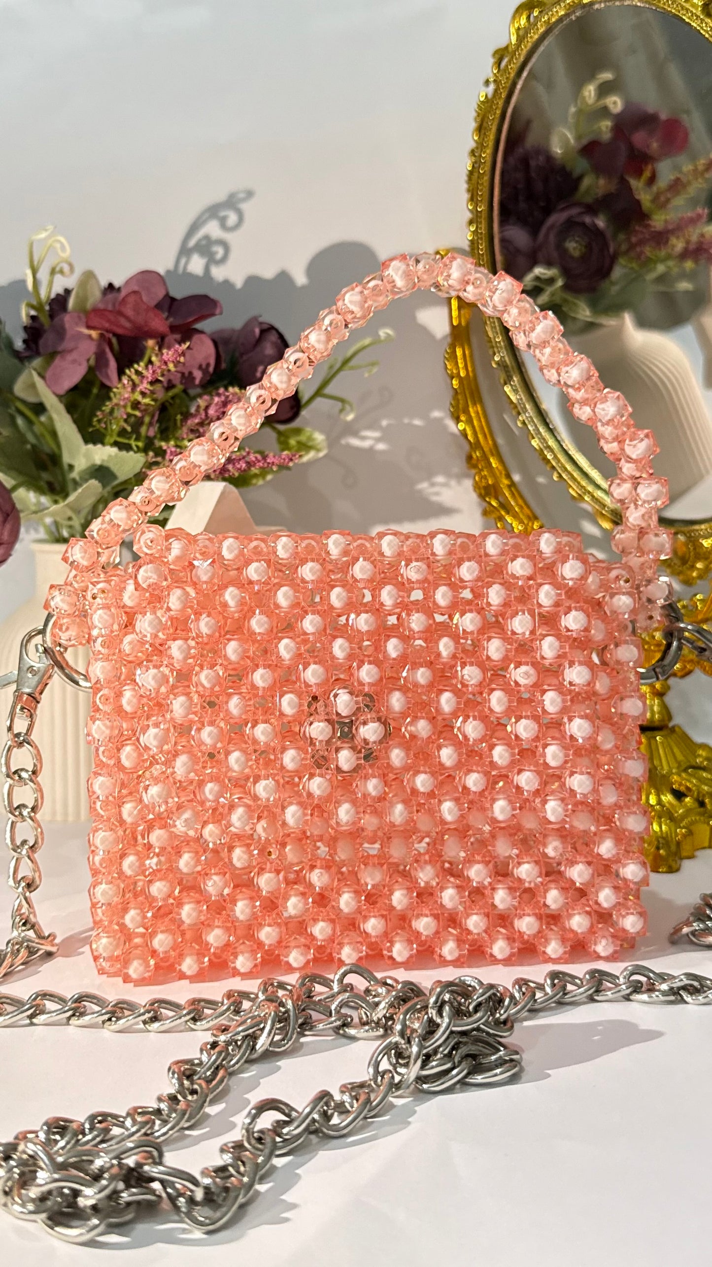 Pink beaded bag