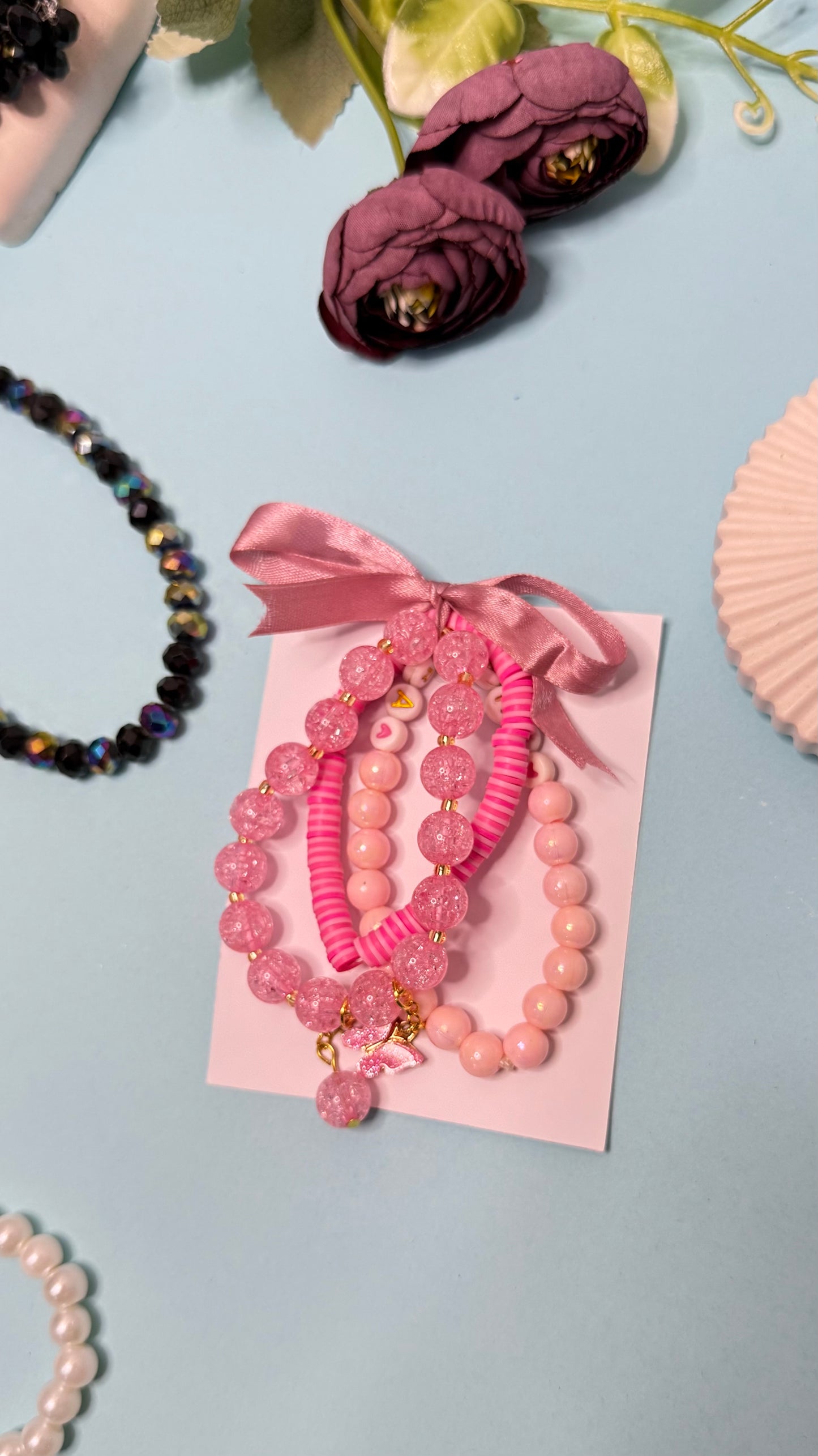 Pink beaded bracelets