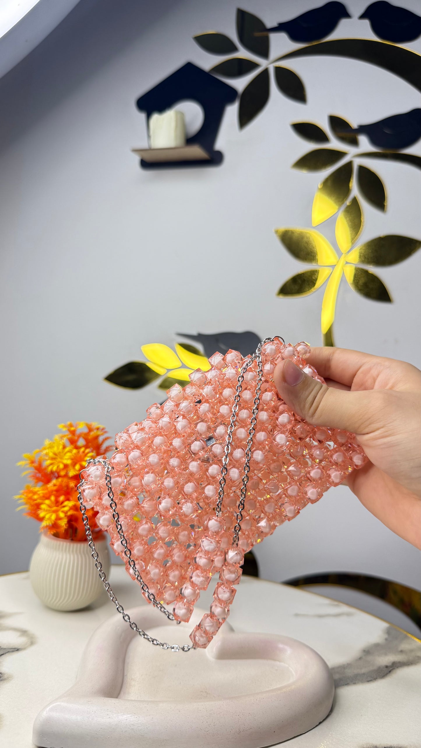 Pink beaded bag