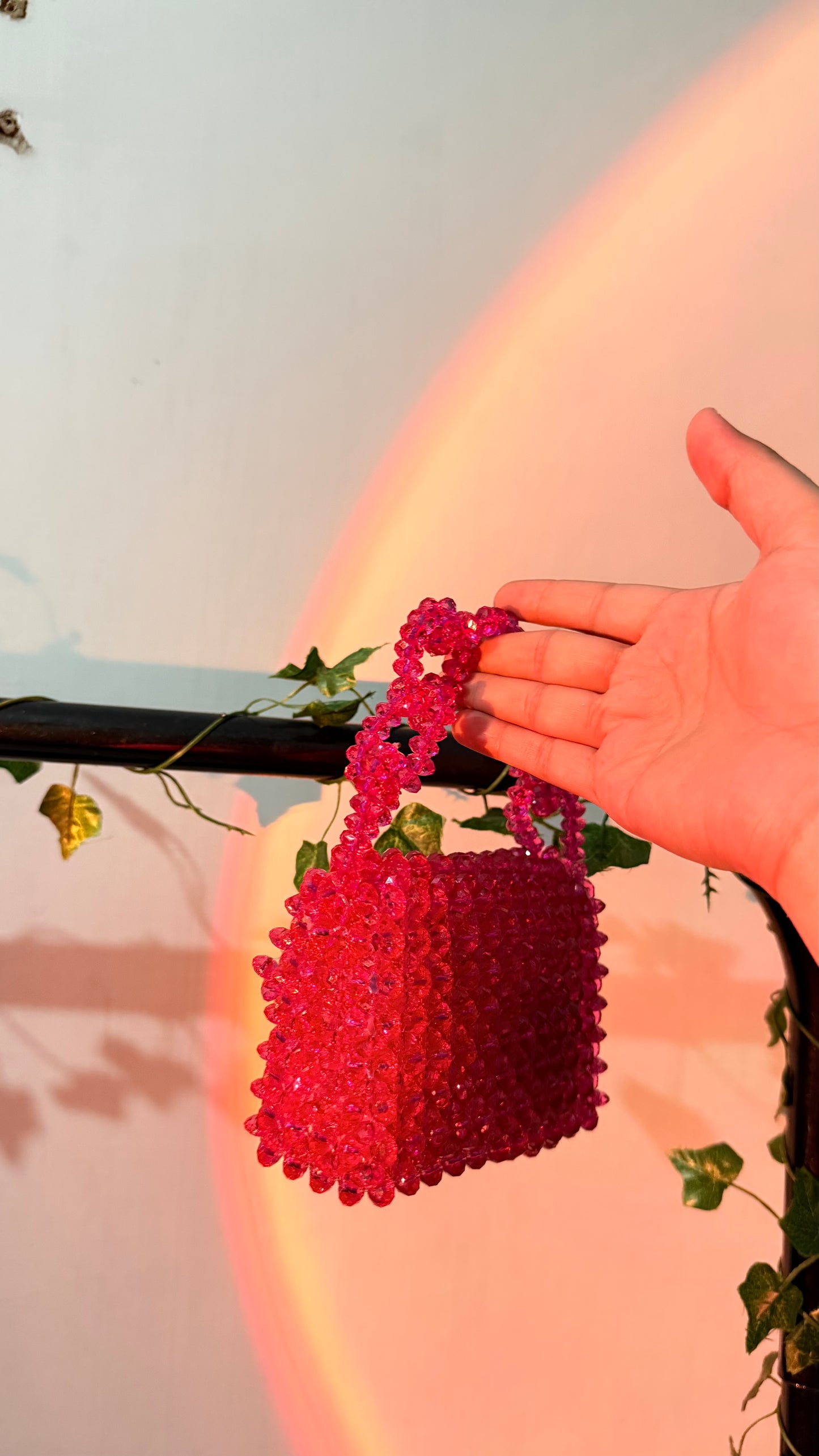 Hot pink beaded bag