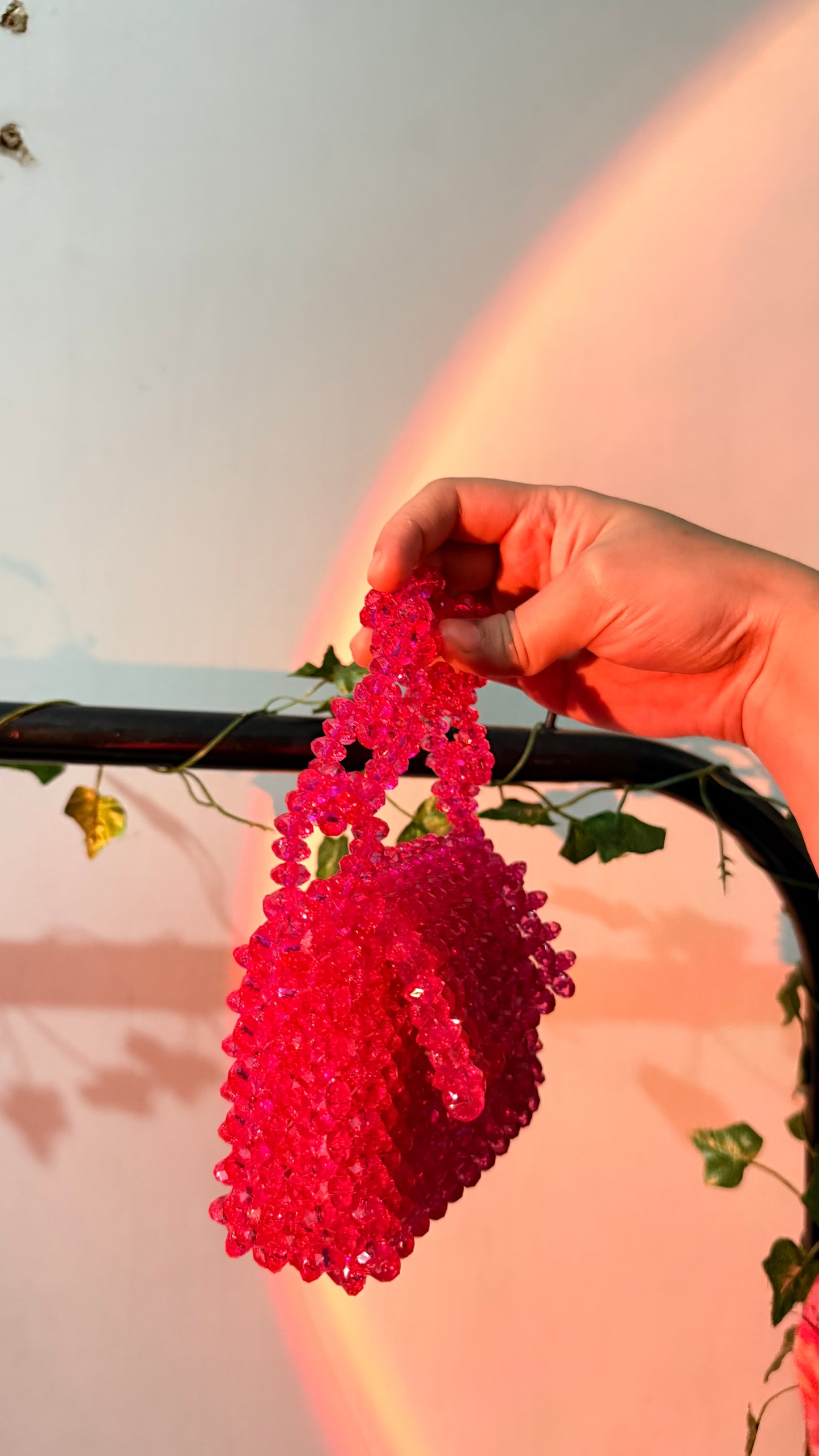 Hot pink beaded bag