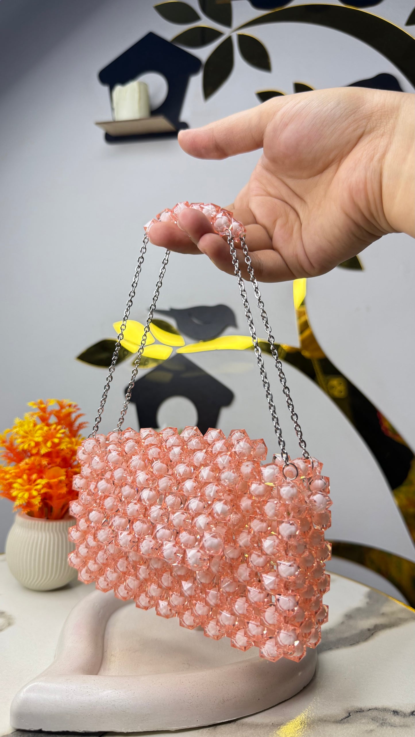 Pink beaded bag
