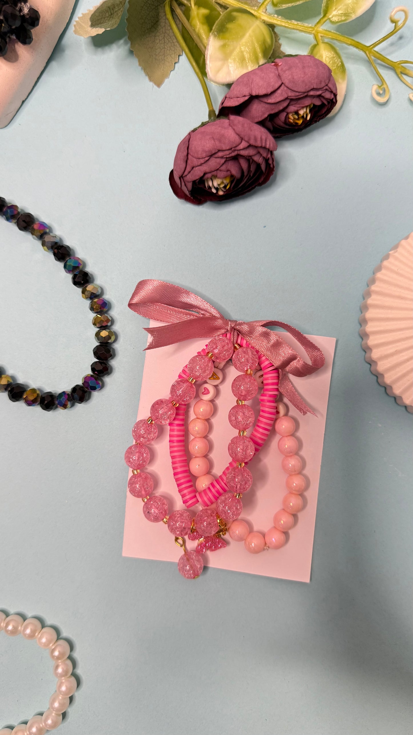 Pink beaded bracelets