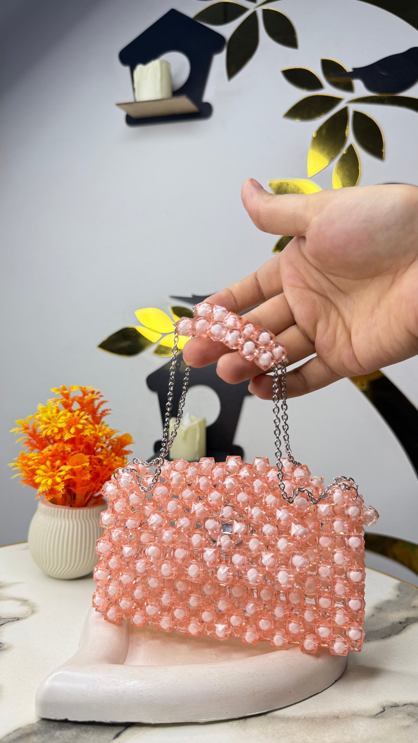 Pink beaded bag
