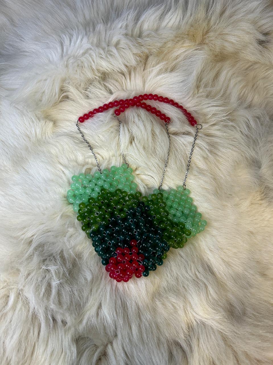 BEADS MULTI COLOR HEART SHAPE BAG
