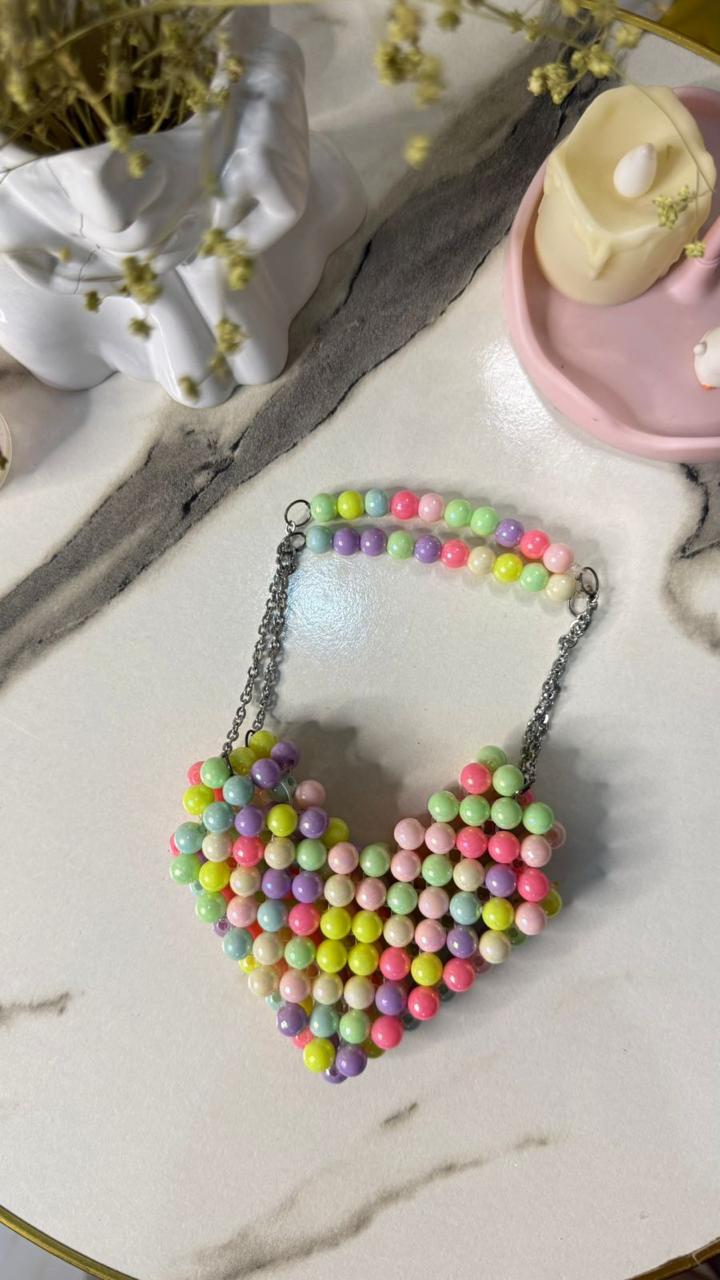 Candy Pop Heart Beaded Mini Bag