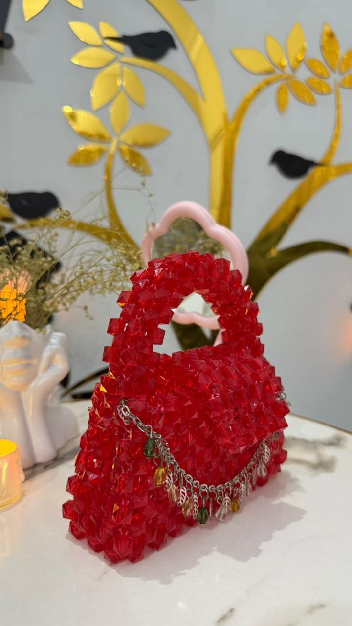Ruby Charm Beaded Handbag
