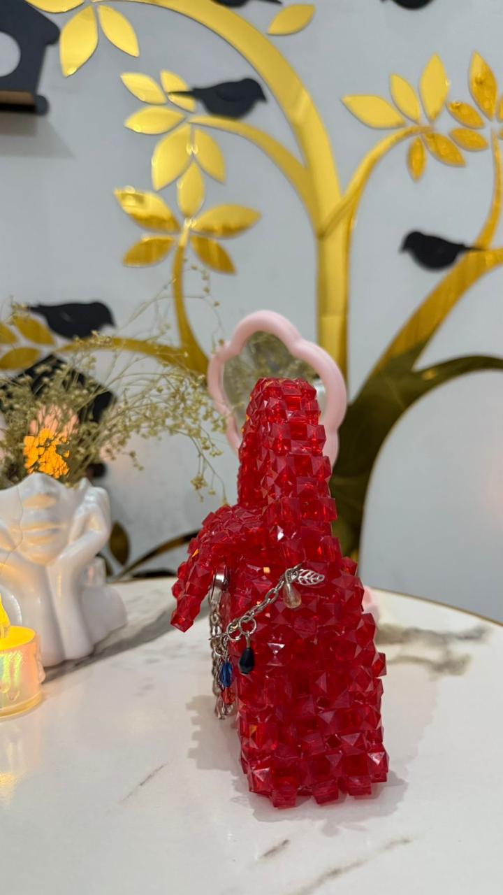 Ruby Charm Beaded Handbag