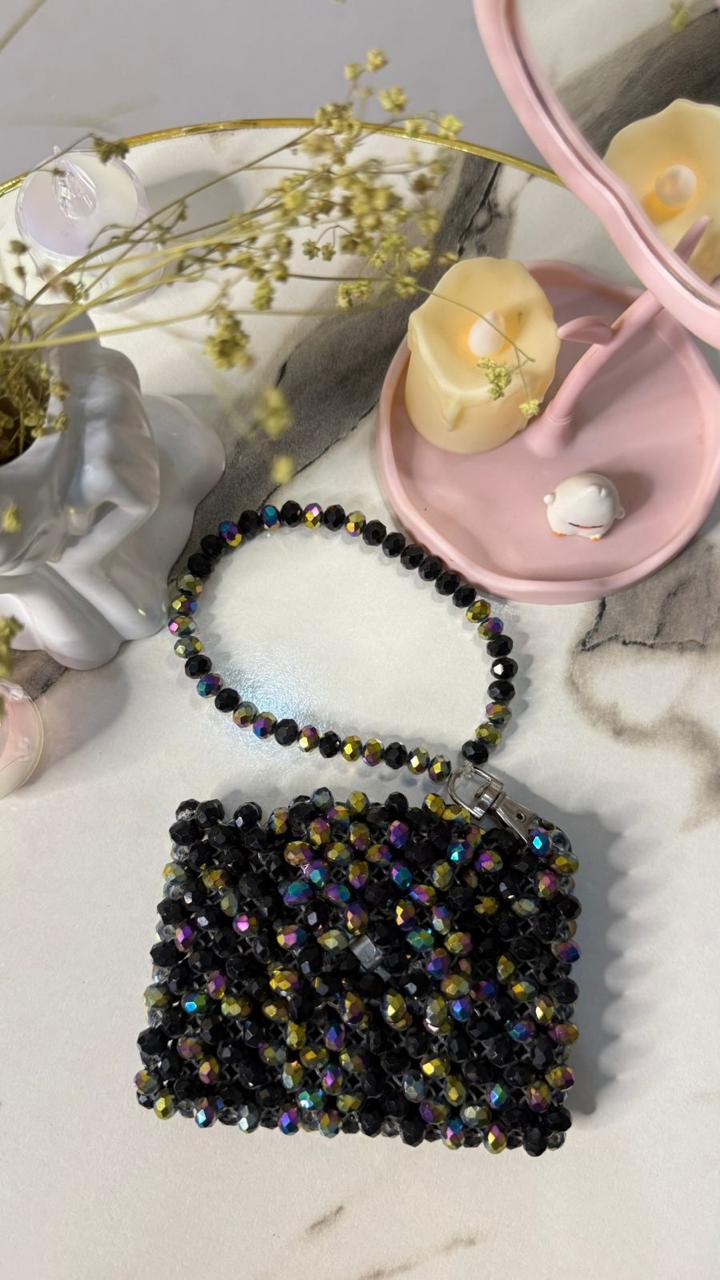 Midnight Prism Beaded Pouch