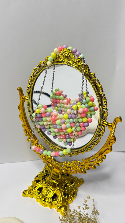 Heart shape beaded mini bag