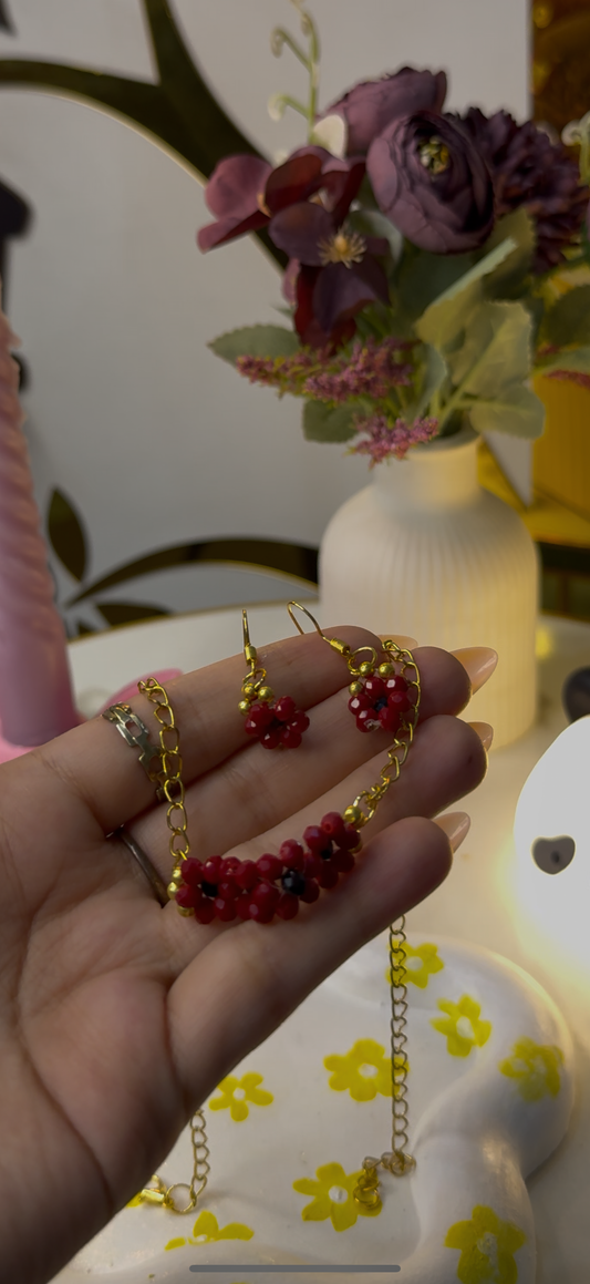 Flower necklace and earrings