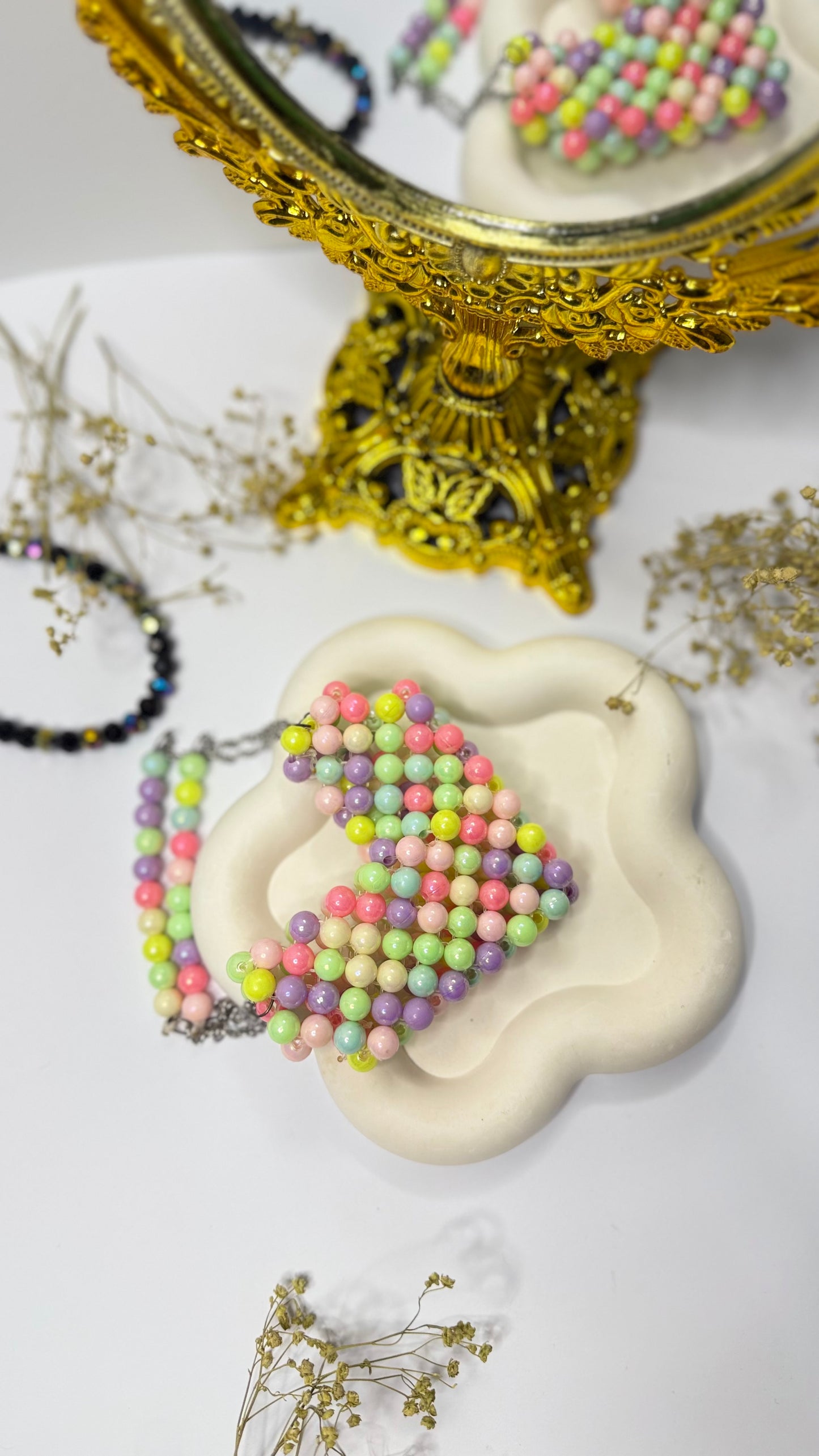 Heart shape beaded mini bag