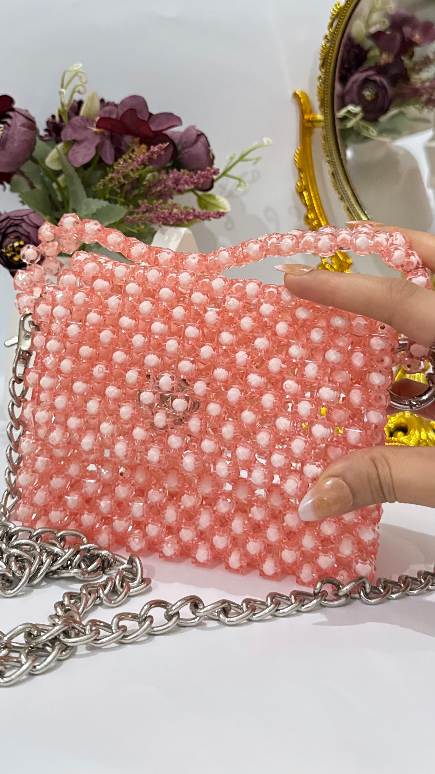 Pink beaded bag