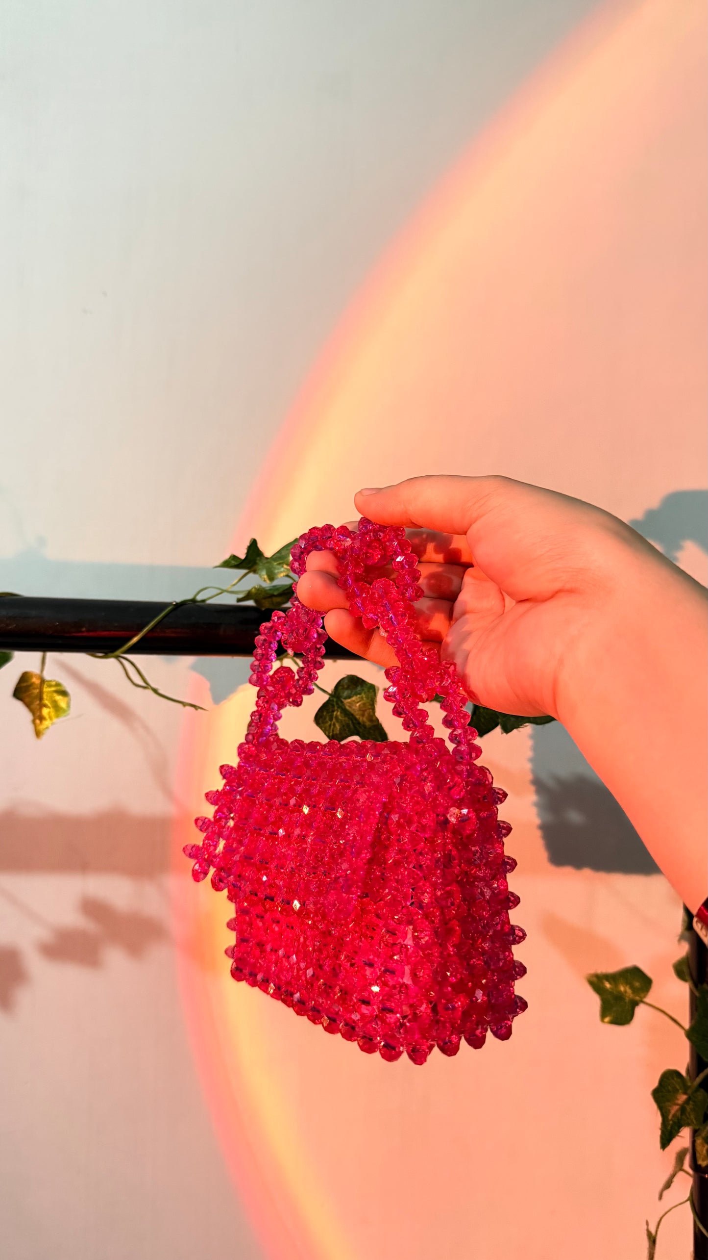 Hot pink beaded bag