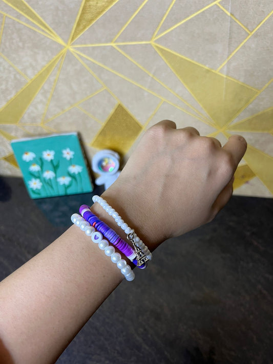 3pcs purple beads bracelet