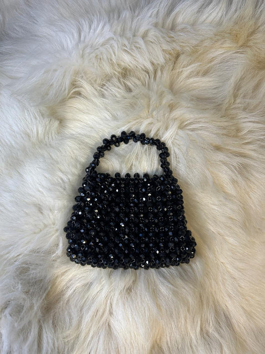 BLACK BEADS CRYSTAL BAG