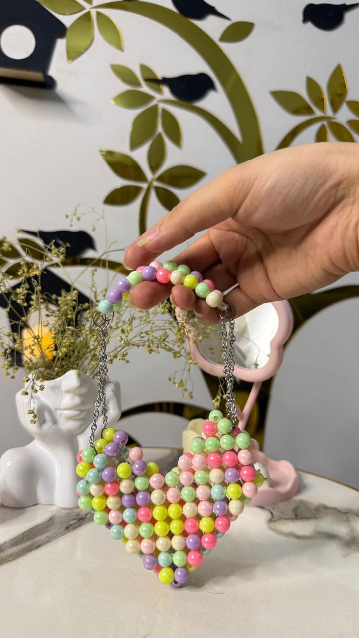 Candy Pop Heart Beaded Mini Bag