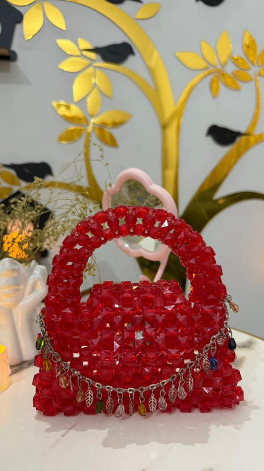 Ruby Charm Beaded Handbag